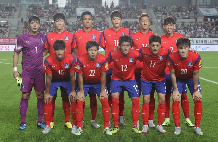 Đội hình cầu thủ Hàn Quốc trước giờ ra sân