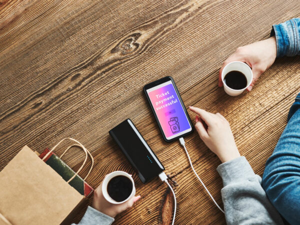 the smartphone is connected to the cable